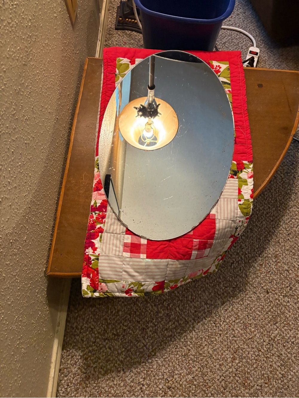 Vintage Oval Wall Mirror with Simple Beveled Edge - Silver Reflection. No frame